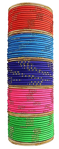Image of NMII Non-Precious Metal with Base Metal Spreads with Zari Glossy Finished Premium Traditional Bridal Chuda Bangle set for Women and Girls