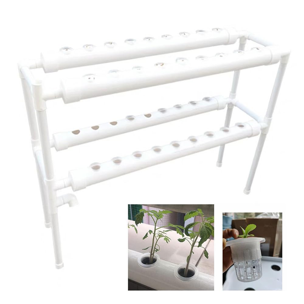 Hydroponics Growing System Kit de cultivo hidropónico 36 ranuras para plantas 2 capas Sistema de cultivo de plantas sin tierra con bomba de agua para verduras hidropónicas, ensalada,