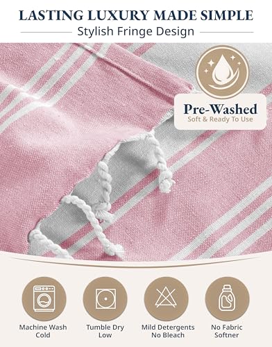 LANE LINEN Turkish Beach Towel 4 Pcs, Beach Towels, for Adults - Candy Pink - image 8