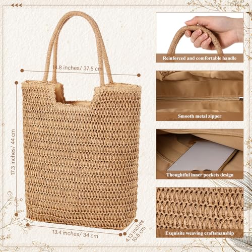 Sanwuta 6 bolsas de playa de paja para mujer miniatura 4
