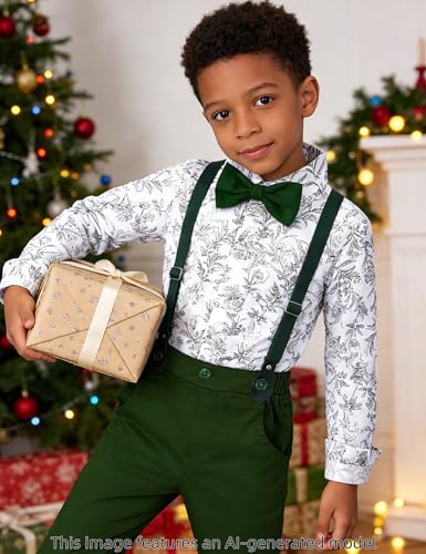 Image of A&J DESIGN Toddler Boys Formal Clothes Suspender Outfit Dress Suit 12M - 6Y
