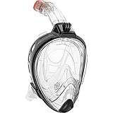 OutdoorMaster 180° Snorkel Mask - GoPro Compatible Full Face Panoramic View Snorkeling Mask - with Quick Release Safety Buckle - GoPro Edition - Pitch Black