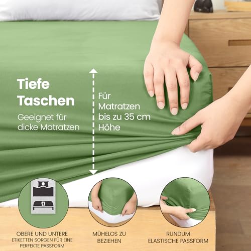Utopia Bedding - Spannbettlaken 180x200cm - Summer Green - Grün - Oeko-Tex Zertifiziertes Gebürstete Polyester-Mikrofaser Spannbetttuch - 35 cm Tiefe Tasche