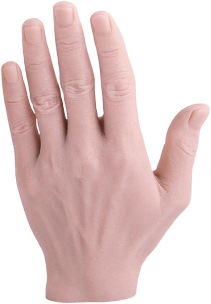 Silicone Male Hand Model, Fake Hand Tattoo Practice, Realistic Reusable Simulation Hand Model, Bendable Artificial Hand for Festival Props Painting Practice