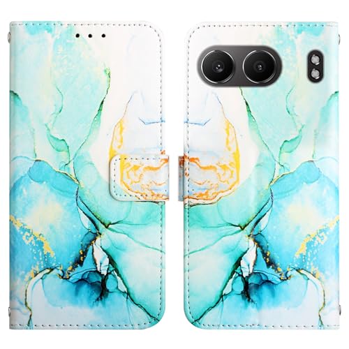 Image of ClickCase Marble Series Faux Leather Back Case Card Holder Wallet with Magnetic Closure Flip Cover for OnePlus Nord 4 5G (Marble Green)