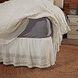 Kathryn Queen Ruffled Bed Skirt w/ a 16' Drop, Soft White Linen-Look Textured Fabric, Gathered...