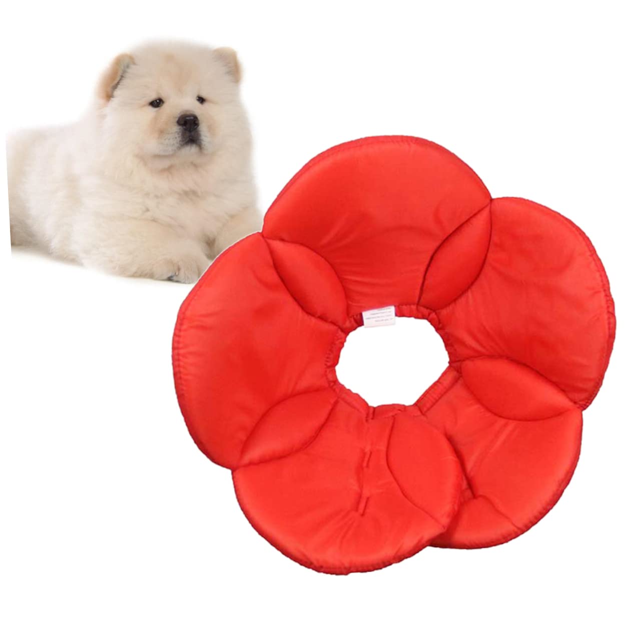 Kisangel 2 Piezas Collar de Mascota de Flor de Esponja Cuello de Mascota Collar de Cono de Perro - Collar antiladridos - Collar Anti-mordeduras Cubierta Protectora Las Flores Rojo