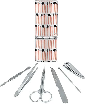 Makeup Brushes Pattern Stainless Steel Manicure Pedicure Grooming Beauty Care Travel Kit