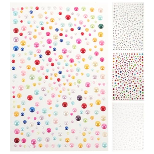 FIXOSHEE 4 pezzi Adesivi Perle e Cristalli Viso Impermeabili Decorazione Elegante con Cristalli AB per Make Up Tatuaggi Sopracciglia e Body Art Resistenti e Versatili per Eventi e Feste