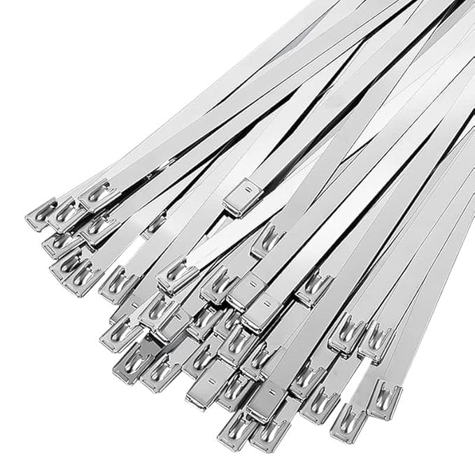 Image of 12 Inch (300 x 4.6 mm) SS 304 Stainless Steel Cable Ties Self-Locking Metal Zip Ties for Industrial & Outdoor Use (25 Pcs)