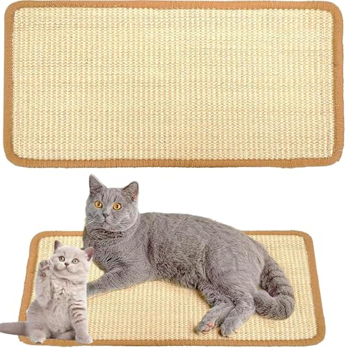 katmerio Kratzmatte Katze Sisal Teppich 50x25 cm, Sisal Teppich Katzen Kratzteppich Katzenkratzmatte Kratzbrett Wand, verschleißfest...