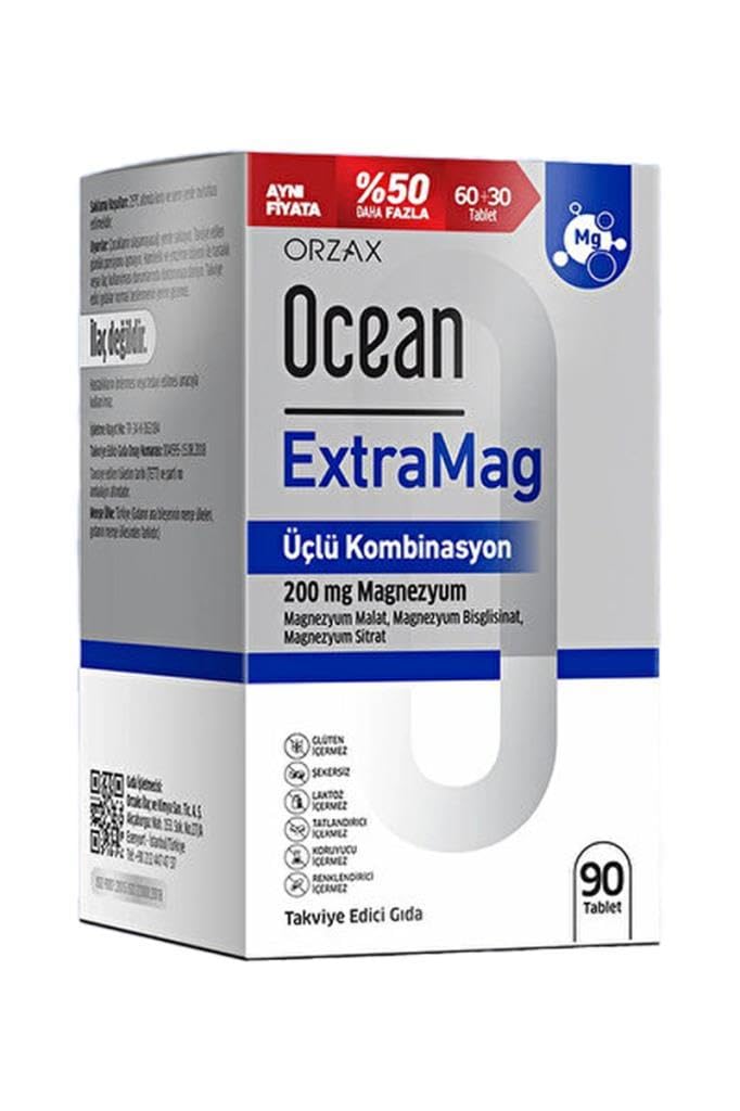 Orzax Ocean ExtraMag Üçlü Magnezyum Kombinasyonu 90 Tablet |…