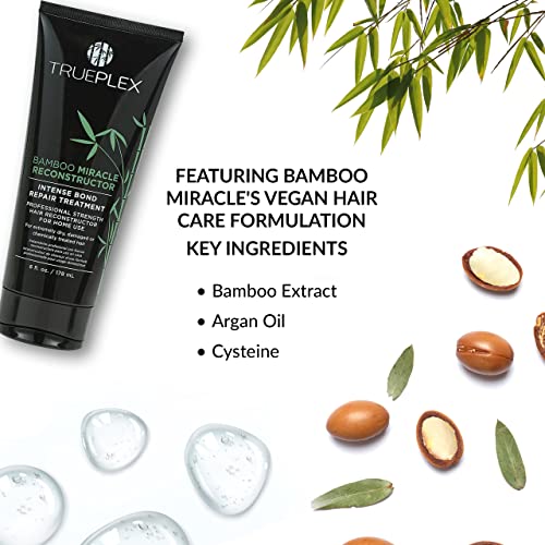 Trueplex Keratherapy Bamboo Miracle Reconstructor Bond Repair Treatment, 6 Oz., 178 Ml - Vegan Thermal Protection & Hair Strengthener For Damaged Hair With Argan Oil, Cysteine, & Bamboo Extract #TOP4