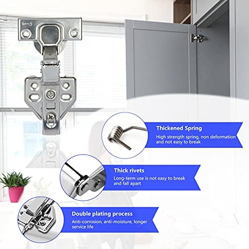 WiMas 2PCS Stainless Steel Cabinet Hinges, Soft Close Kitchen Cupboard Door Hydraulic Buffer Damper Hinge, Frameless Cabinet Door Concealed Hinges with 12 Screws (Inset Type)