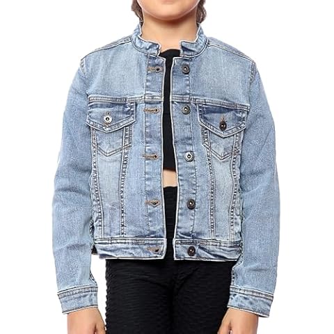 NOROZE Collarless Denim Jacket for Girls Cover