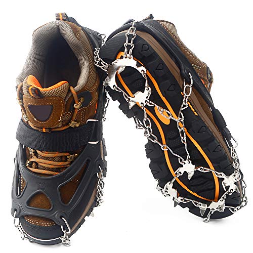 Mounchain Crampons, 19 Stainless Steel Spikes Traction Cleats, Ice & Snow Grips for Safe Outdoors, Such as Climbing, Hiking, Walking, Jogging (L) - Thumbnail 5