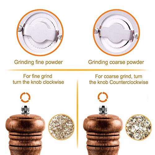 IAGORYUE Zout- en pepermolenset, premium houten pepermolen met kruidenmolen, handmatige zoutmolen met instelbare… - Image 4