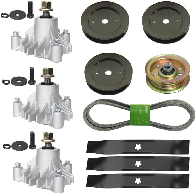 q&p Kit de reconstrucción de cubierta de 46 pulgadas GT200 GTH250 GTV200 incluye (3) husillo 532143651 (3) polea 153531 (1) polea tensora 131494 (1)