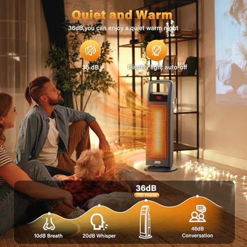 Jrd B0D9NVMM52 Space Heater Indoor With Thermostat, 24 Inch Portable Heater With 75°Oscillation, 1500W Ptc Ceramic Heater With Remote, 3 Modes, 8H Timer, Safety Electric Heaters thumb #5