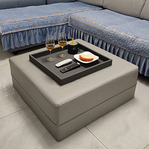 Fuanrun 20 * 20 Inches High-End Light Luxury Leather Square Oversized Service Tray, Coffee Tray, Food Tray, Family Dinner, Out-Of-House Picnic, Party Party Essential Tray (Grey) #TOP4