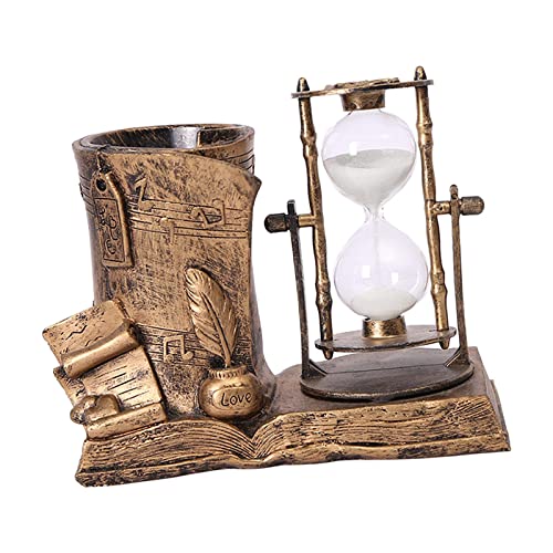 gazechimp Suporte de caneta estilo retrô europeu ampulheta temporizador de ornamentos criativos sand