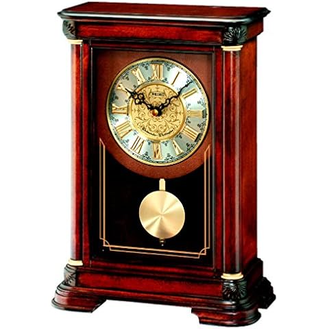 Seiko Wooden Pendulum Mantel Clock with Chime Cover