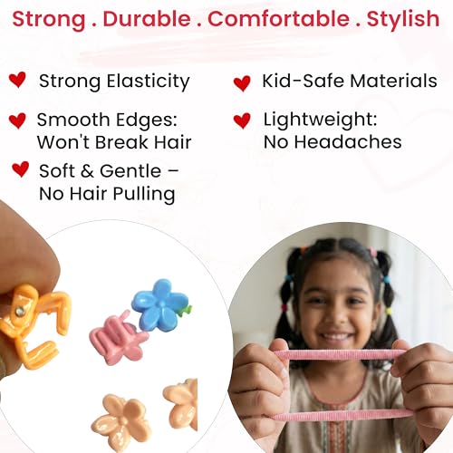 Image of TEMPERIA Hair Accessories Birthday Gift Items for Girls & Kids | Combo of Hair Claw Clips, Rubber Bands, Hair Pins & More | Cute Hair Styling Kit for Baby Girls for Party & Wedding | Multicolor -55pcs