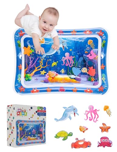 Baby Toys: Tummy time mat with Vibrant Colors for Baby 0 6 9 12 18 Month Old | Inflatable Tummy time Water Play mat Supports Sensory Development, Strengthen Muscles