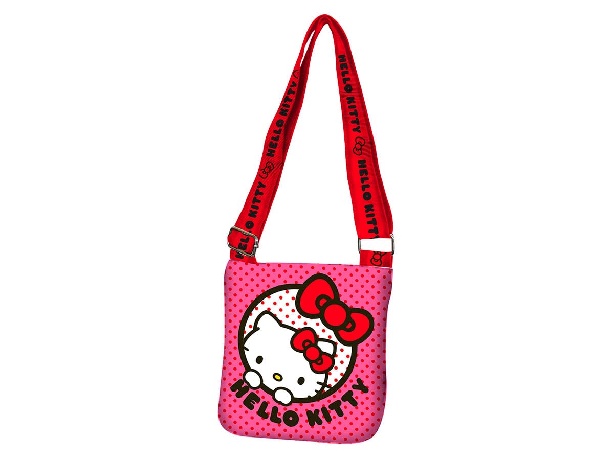Sanrio Hello Kitty Borsa a Mano per Ragazze, Borsa a Tracolla Design Classico, Borsellino Regolabile, Regalo per Ragazze e Adolescenti