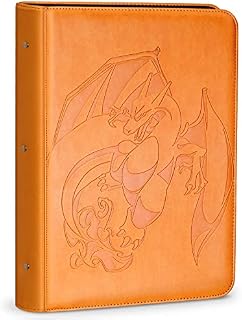 Douper Card Binder for Pokemon Cards, 9 Pocket 540 Cards Trading Cards Games Collection Holder Book Folder with Side-Loading Sleeves (Orange)