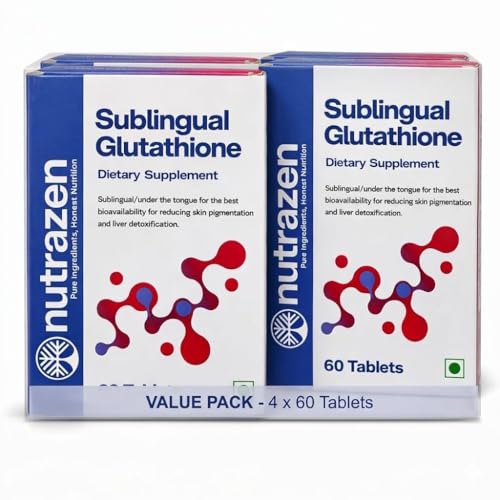 Image of Sublingual Glutathione Supplement- Pack of 4- 240 Tablets | High Bioavailability Formula for Skin Brightening, Tan Removal & Anti-Aging | Supports Detox, Liver Health, Cellular Health & Immunity