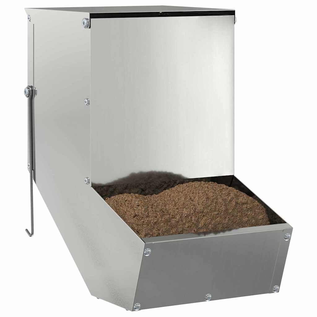 vidaXL Comedero para Conejos Plateado 17,5 x 26 x 28,5 cm, Comedero Moderno para Exteriores e Interiores, Duradero, Ideal para Conejos y Mascotas, ¡Super Estiloso