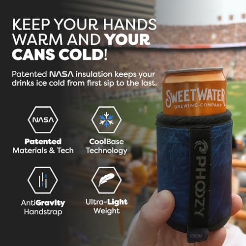 Image of PHOOZY Insulated Can Cooler for Slim 12 oz Cans - Patented Drink Sleeve with NASA-Inspired Technology - Keeps Beer, Soda & Sparkling Water Cold Longer - Lightweight Outdoor Can Holder - Blue