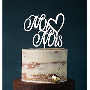 Cake Topper, Mr & Mrs, taartsteker, taartfiguur acryl, bruiloft bruidstaart taartversiering (wit)