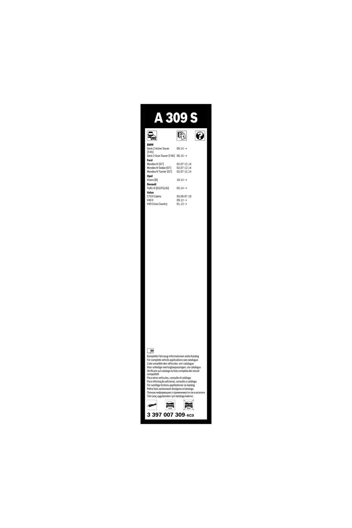 Bosch Aerotwin silecek seti - [650/475 mm] BMW Serie 2 Active Tourer (2014-2021) [F45] #A309S