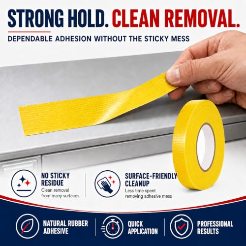 Image of GGR Supplies CDT-36 Yellow Cloth Duct Tape, 1 Inch x 60 Yards | Industrial Grade; Waterproof and UV Resistant; Clean Removal With No Sticky Residue; Repairs, Packaging, Bundling and Sealing