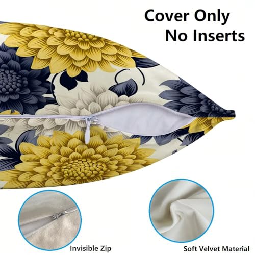 Housse de coussin fleurs bleues 50x80 cm en velours lot de 2 - 7