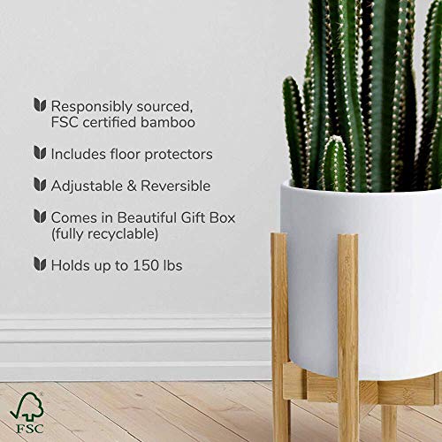 Uppwell Adjustable Indoor Plant Stand | Fits Pots 8-12 Inches, Adjustable Height And Width | Made From Sustainable Bamboo | Tools For Assembly Included | One Tree Planted For Every Purchase #TOP4