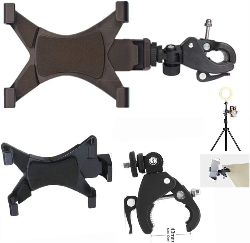 for Ipad Tablet Holder Tripod Mount Adapter with Universal Quick Release Pipe Bar Bike Clamp,Adjust Tablet Adapter Tripod Head 7-10.2 Inch Fits for iPad Pro 9.7 Pro 10 (Adapter+Clip Set)