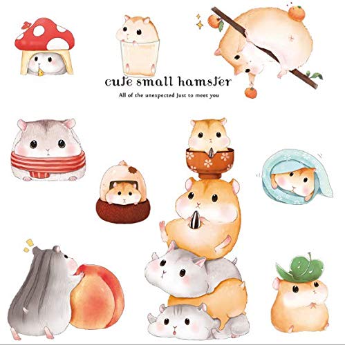 CHengQiSM Cute Hamster Wall Stickers Removable Cute Animals Wall Decals Hamster Eating Sunflower Seeds for Bedroom Living Room TV Wall Door Decor Baby Room