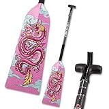 Hornet Watersports Dragon Boat Paddle - Pink Dragon- Adjustable Carbon Fiber Dragon Boat Paddle - IDBF Approved - Dragon Boat Accessories - Dragonboat Paddles (Leverlock Adjustable)