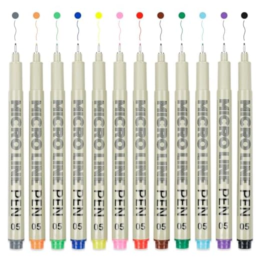 STANBLUE 12 Colored Micro Pens 05, Fineliner pens Waterproof Archival Ink Micro Pen Set, Drawing Art Pens for Illustrating, Journaling, Bible Zentangle Supplies