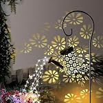 Pack de 2 arrosoirs solaires avec lumières, décor de jardin extérieur étanche, lanternes suspendues, lumières de paysage pour décorations extérieures de jardin, pelouse, patio, cadeaux de jardinage.