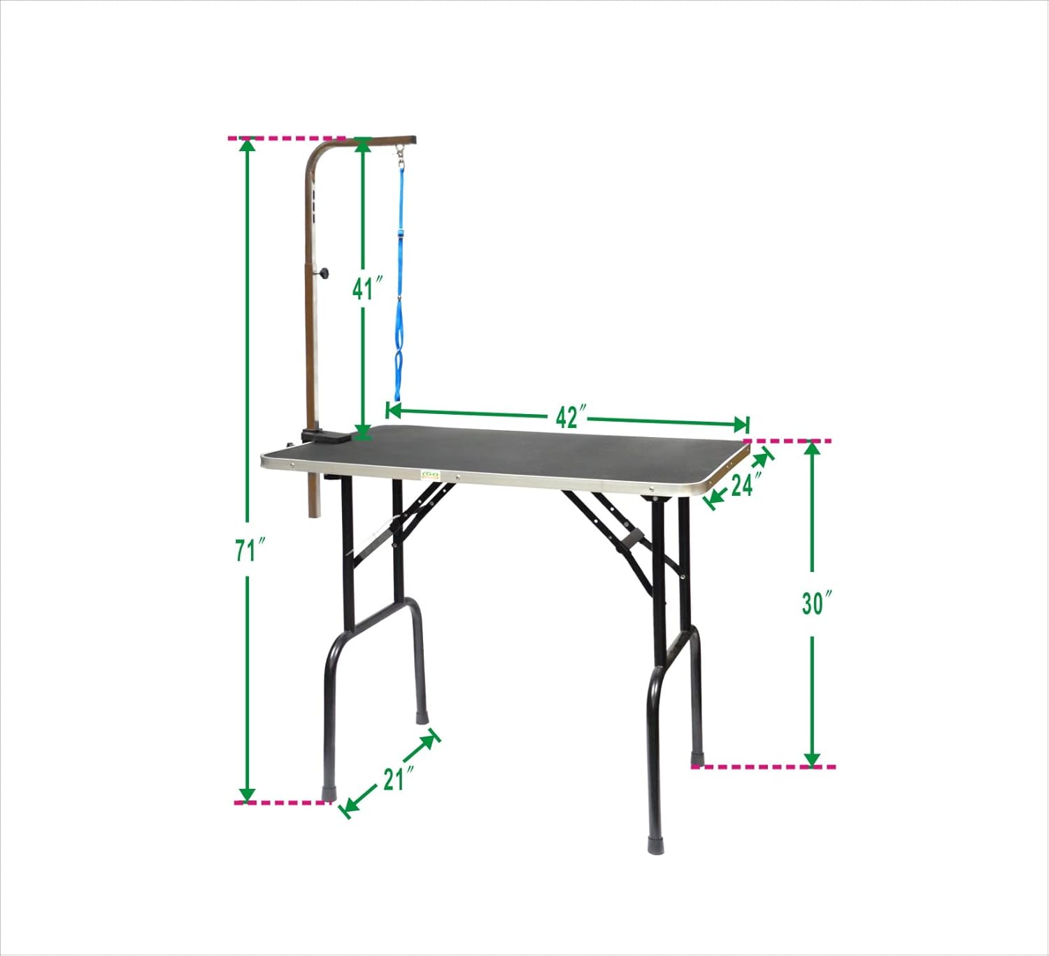 Go Pet Club 42 Inch Black Dog Grooming Table with Adjustable Arm