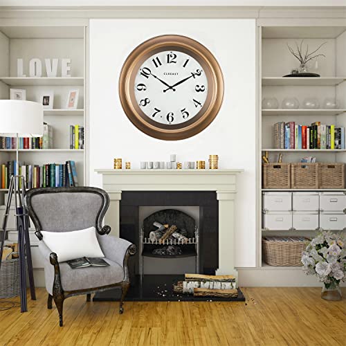 Clxeast 18 Inch Glow In The Dark Wall Clock For Living Room Decor, Farmhouse Luminous Lighted Wall Clock, Smart Decorative Silent Wall Clock Large,Antique Brushed Gold #TOP5