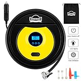 DEWINNER Tyre Inflator, Portable Air Compressor, Digital 12V DC 150PSI,Digital LCD Display with Auto Shut Pressure Gauge, Auto Car Air Tyre Pump with 35L/Min Air Flow and LED Light