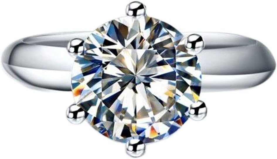 TenFitJewelry 6 Prongs Elegant 4ct Round Cushion Cut Solitaire Halo Simulated Diamond Anniversary Wedding Ring