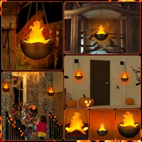 Image of 4 Pcs Halloween 3D Fake Fire Lamp 110v Artificial Hanging LED Flame Light
