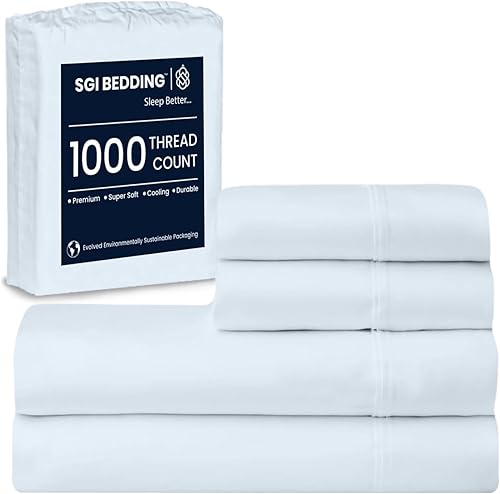SGI bedding Sábanas de lujo de algodón egipcio de 4 piezas, tamaño California King, 1000 hilos, sábanas 100% algodón, juego de sábanas de bolsillo