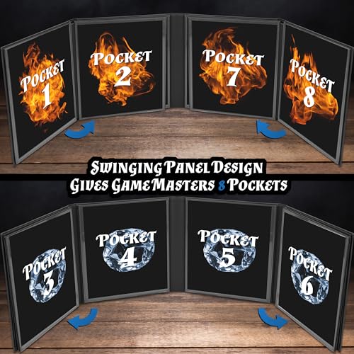 CASEMATIX DM Screen Faux Leather 8-Panel Deluxe GM Screen - Eight Panel Folding Game Master Screen with 2 Swinging Panels and Wet Erase Pockets for TTRPGs, Inserts Not Included, Black by CASEMATIX - Image 5